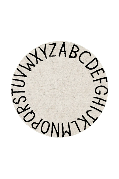 Washable Rug Round ABC in Natural/Black