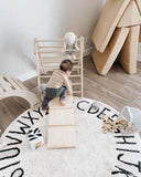 Washable Rug Round ABC in Natural/Black