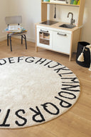 Washable Rug Round ABC in Natural/Black