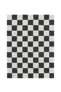 Washable Rug in Tiles Dark Grey