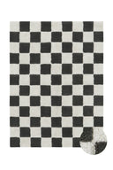 Washable Rug in Tiles Dark Grey