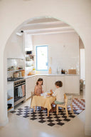 Washable Rug in Tiles Dark Grey