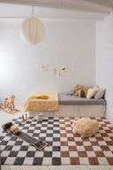 Washable Rug in Tiles Dark Grey