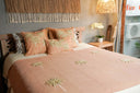 Queen Blanket Palm Leaf Embroidery