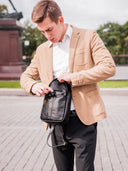 Laksman Bag No. II in Black with Woven Leather Details