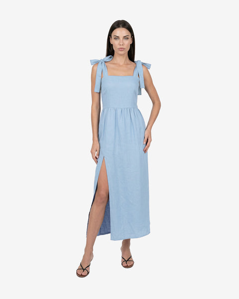 Linen ribbon dress