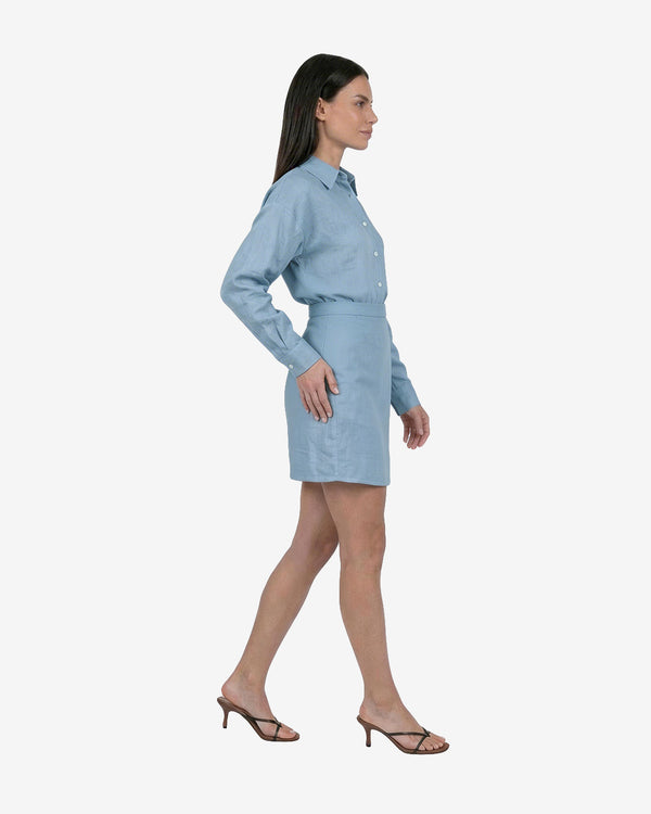 Blue linen skirt