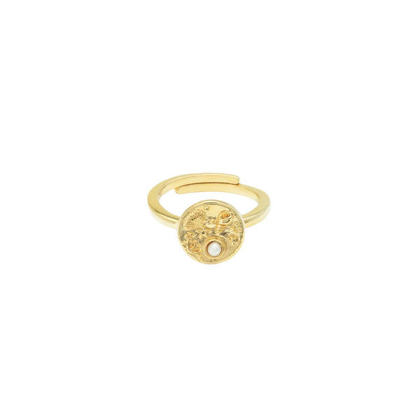 Coral Pearl Ring Gold