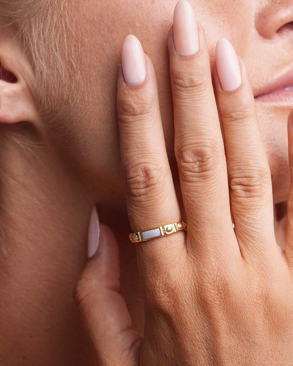 Vintage Shell Ring Gold – Blue