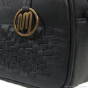 ULUPI Clutch Bag in Black with Woven Leather Details