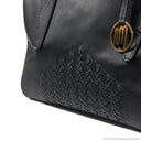 DRUPADI Bag No. II in Black with Woven Leather Details
