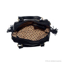 DRUPADI Bag No. II in Black with Woven Leather Details