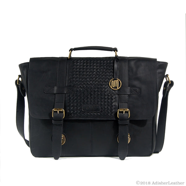 SENTANU Bag No. II in Black with Woven Leather Details