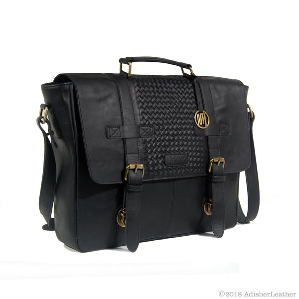 SENTANU Bag No. II in Black with Woven Leather Details