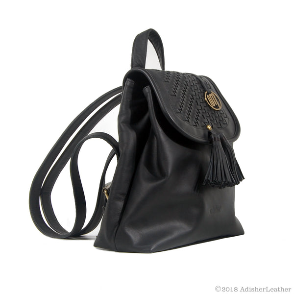 DURGANDINI Bag in Black with Woven Leather Details