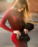 ULUPI Clutch Bag in Black with Woven Leather Details