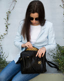 DRUPADI Bag No. II in Black with Woven Leather Details