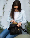 DRUPADI Bag No. II in Black with Woven Leather Details