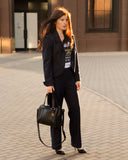 DRUPADI Bag No. II in Black with Woven Leather Details