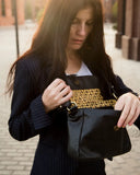 UTARI Bag No. II in Black with Woven Leather Details