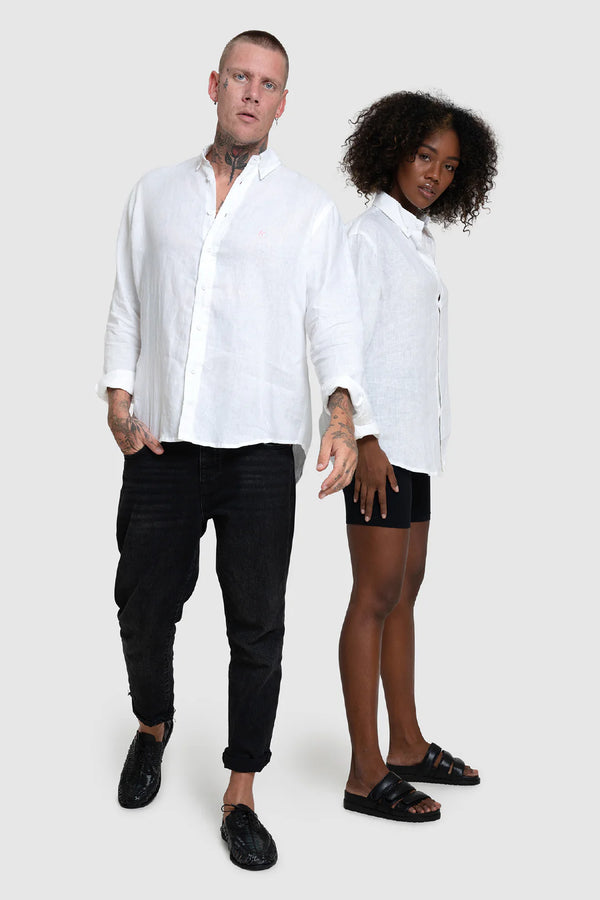 Relaxed fit linen shirt PINK K