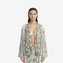 Jacket Women White Green Snake