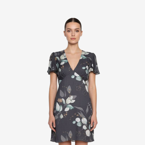 Butterfly Mini Gray Floral Dress