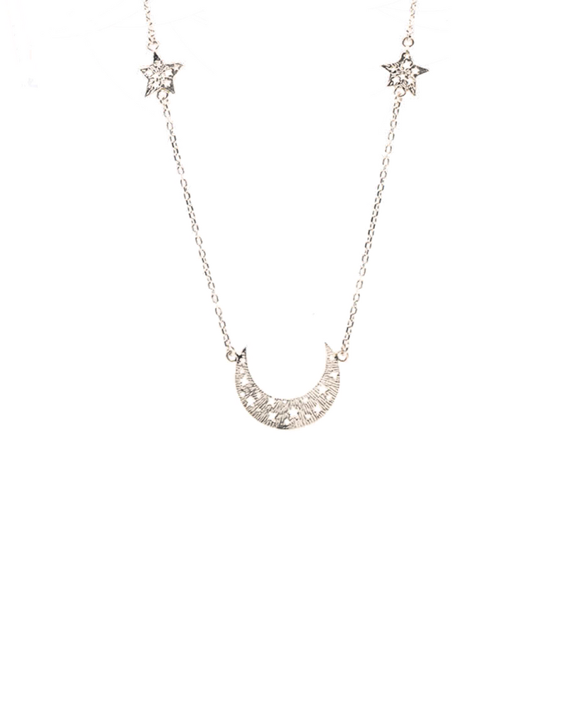 Moon Swing Necklace With 2 Stars On The Chain