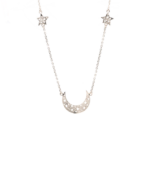 Moon Swing Necklace With 2 Stars On The Chain
