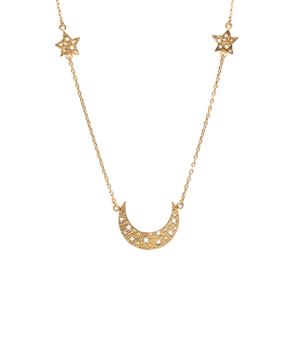 Moon Swing Necklace With 2 Stars On The Chain