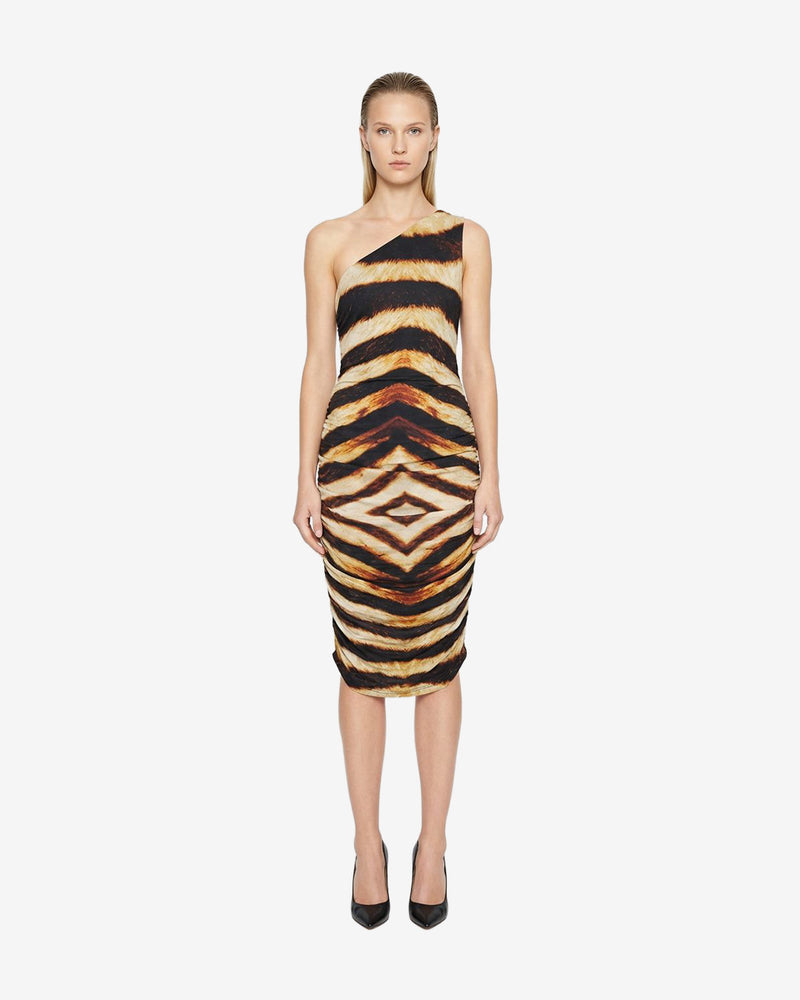 MA DRESS 046 ONE SHOULDER LEO PRINT