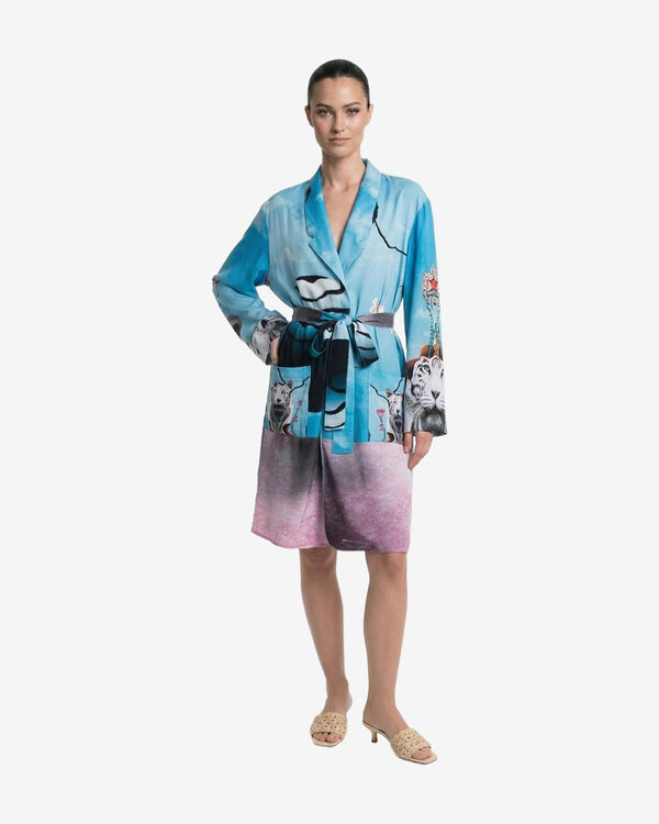 Kimono Short Beading White Tiger