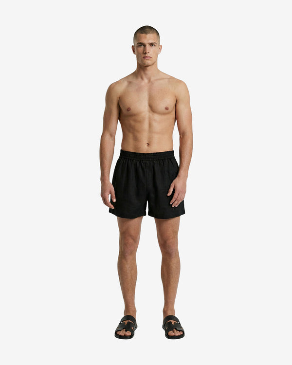Linen Black Shorts