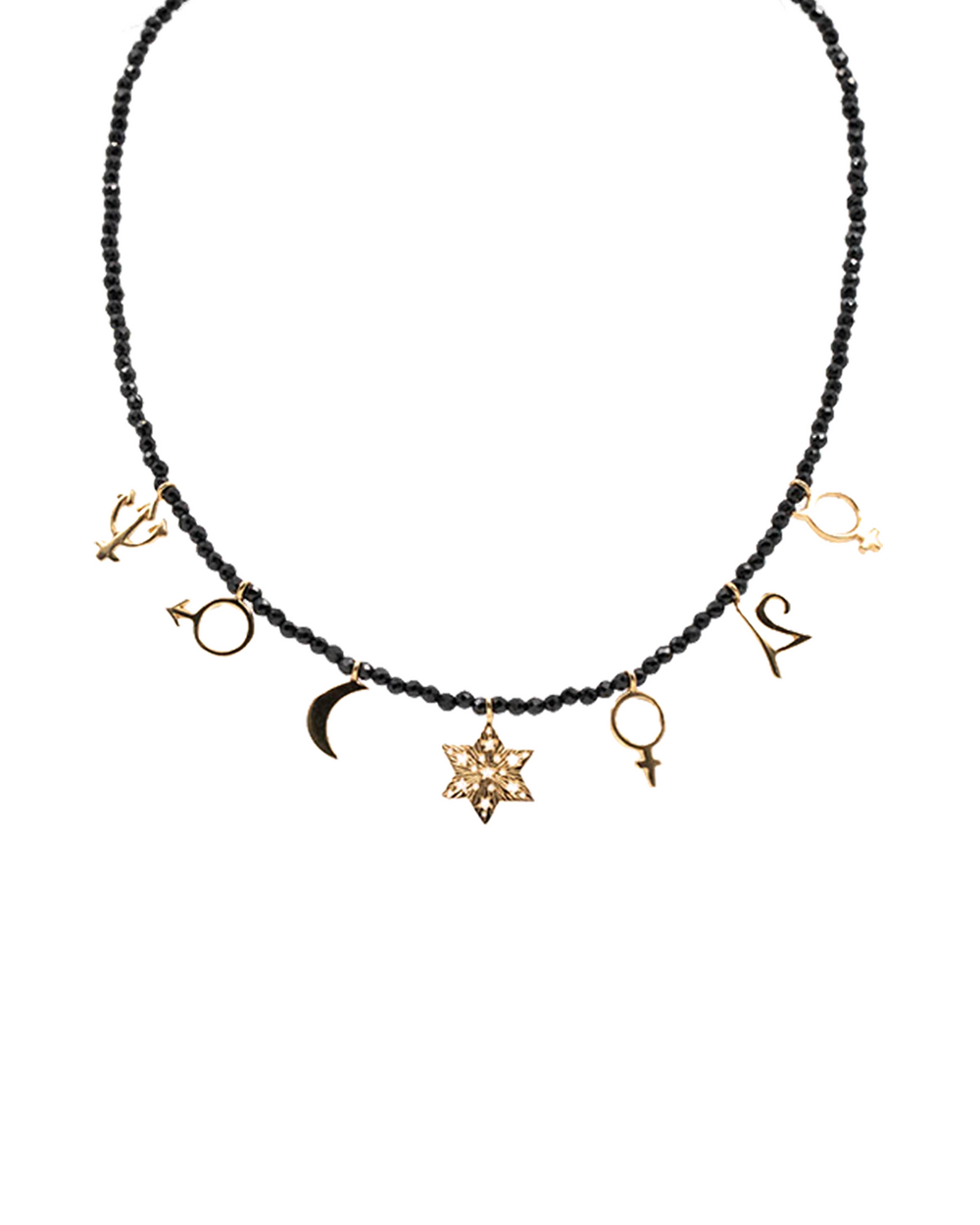 Choker Heavenly Princee With Planets On Black Spinel