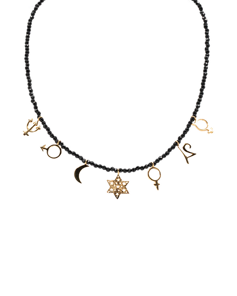 Choker Heavenly Princee With Planets On Black Spinel