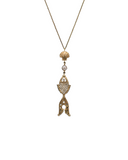 Golden Fish With Clam And Pearl Necklace