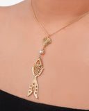 Golden Fish With Clam And Pearl Necklace