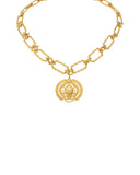 Brass Linked Chain Choker With Scarab Pendant