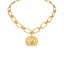 Brass Linked Chain Choker With Scarab Pendant