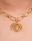 Brass Linked Chain Choker With Scarab Pendant