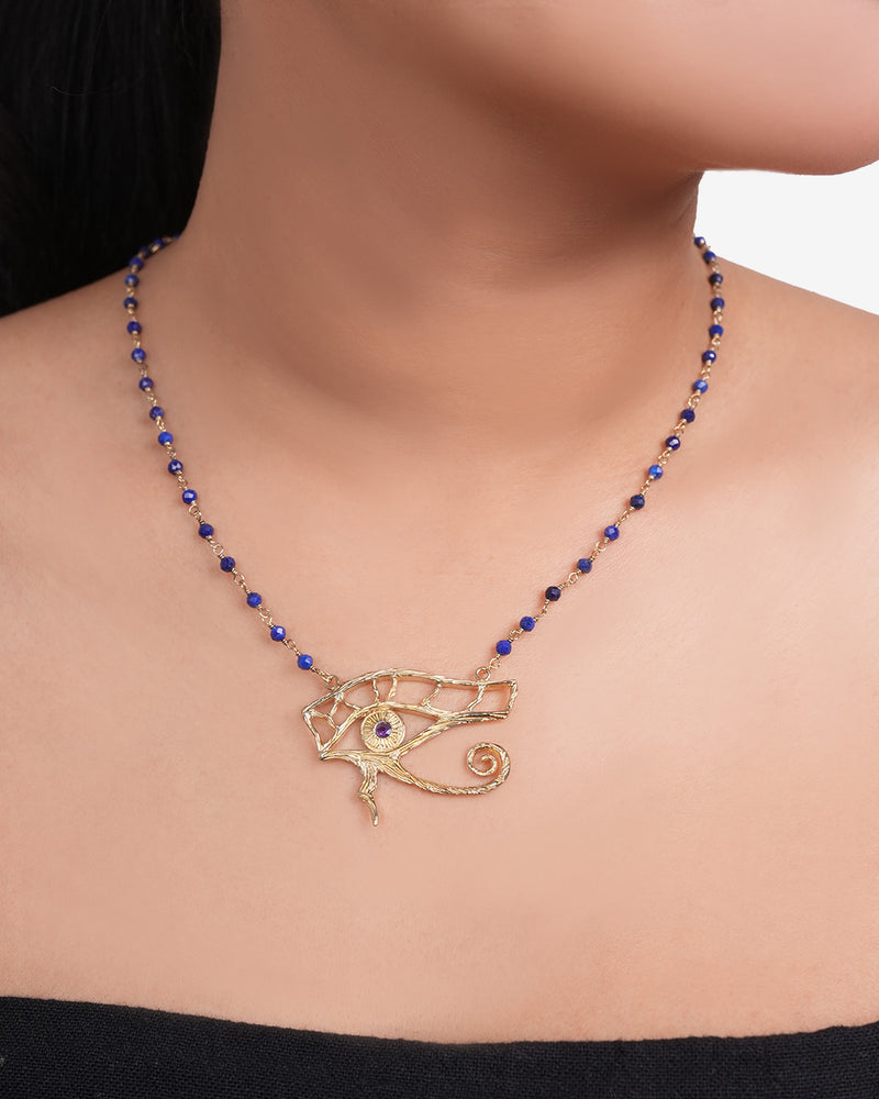 Pendant With The Ankh Symbol On Silver Chain With Stone Blue Jade