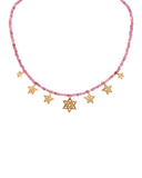 Chain Necklace 7 Stars On Strawberry Quartz