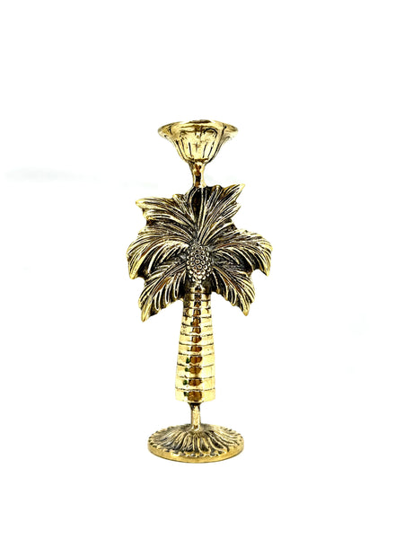 Palm tree brass candle holder