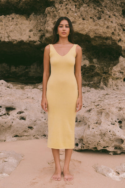 Mentari Long Dress Butter Yellow