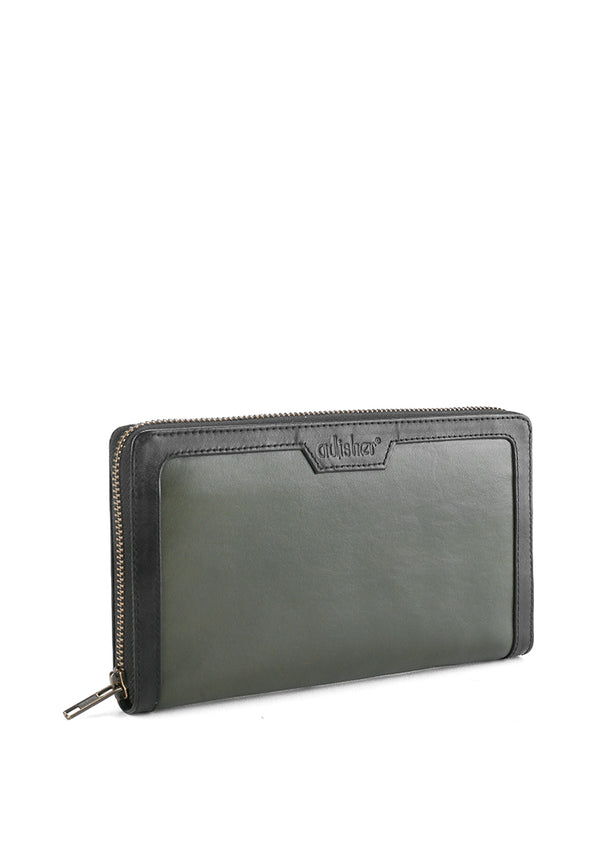 ANJANI Wallet in Army Green with Black