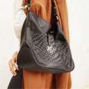 BANNOWATI Bag No. II in Black with Woven Leather Details