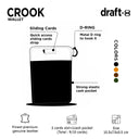 Front view of Draft8 green leather cardholder with Australian dollar bills and cardboard placeholders
