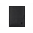 Front view of black Draft-8 LOCAL leather wallet with minimalist embossed logo.
