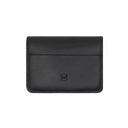 Front view of black leather wallet by draft-8 in minimalist style

