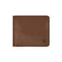 Elegant green fabric pouch with green vegetable-tanned leather patch used as premium packaging for Draft-8 wallets